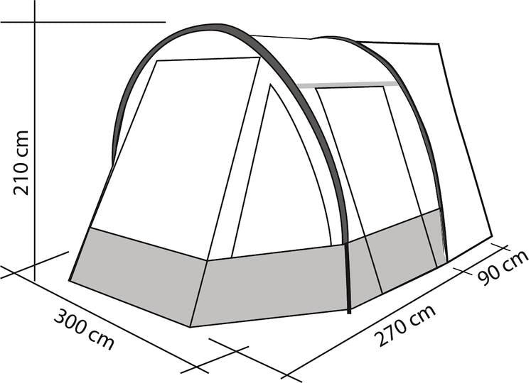Fortelt Tour Easy 4 med myggnett 300x270cm polyester med åpen dør og solsegel