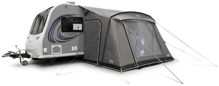 Montert Fortelt Vango Palma 330 touring 240 cm dyp 11,4 kg Cloud Grey på campingplass