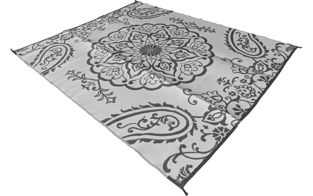 Baksiden av Forteltteppe GreyOrnament 180x250 cm vendbart polypropylen