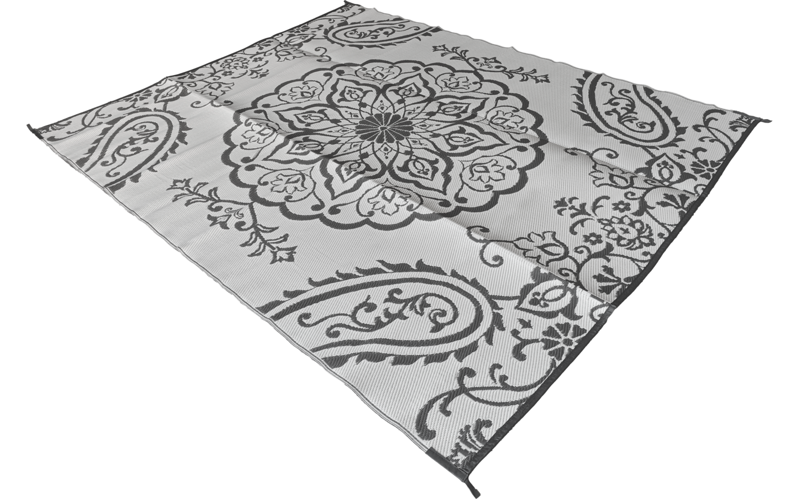 Baksiden av Forteltteppe GreyOrnament 180x250 cm vendbart polypropylen