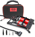Fotpumpe 2-sylinder med manometer 10 bar, 65 cm slange - Heyner forfra