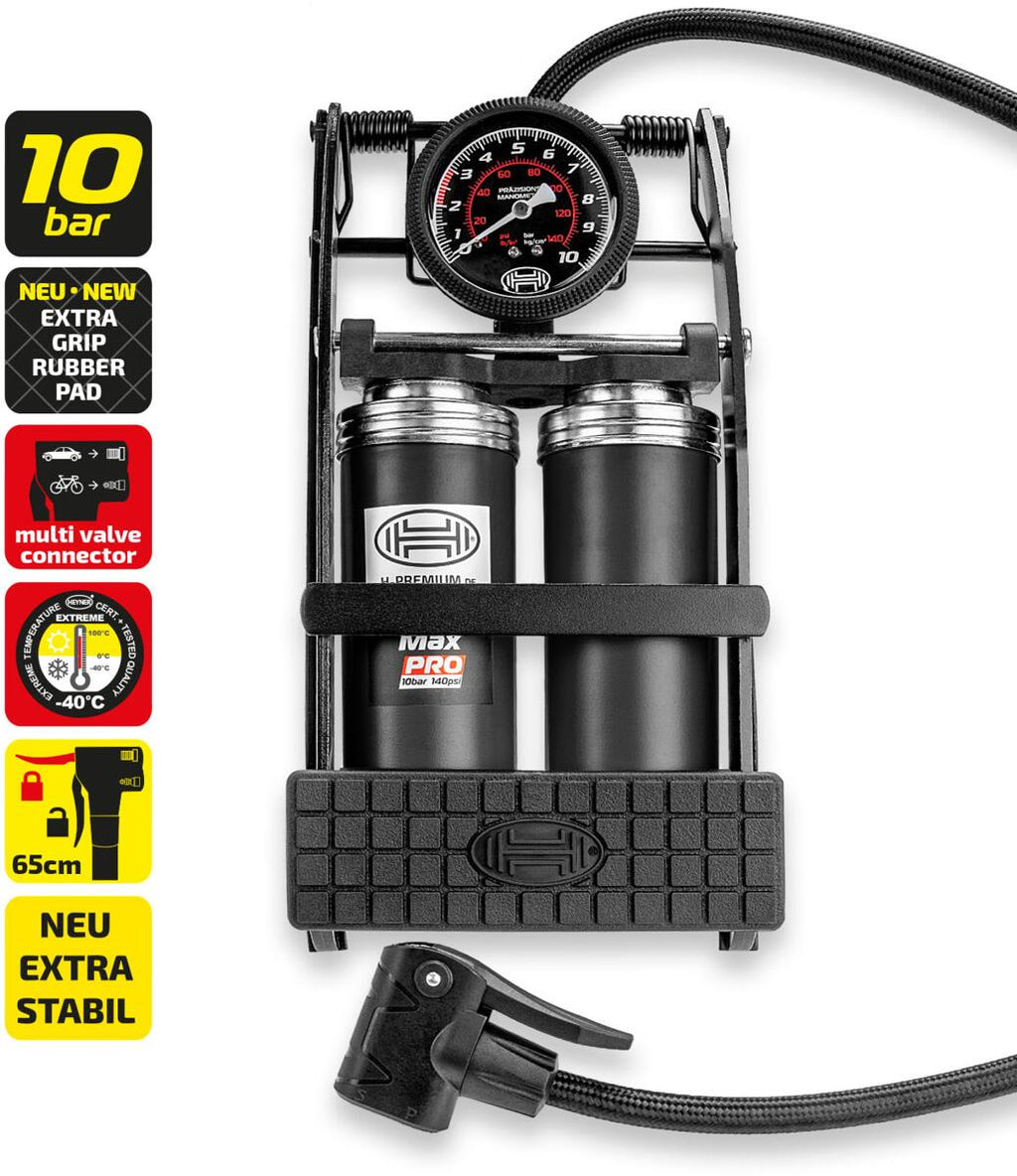 Fotpumpe BlackEdition 2-sylinder 10 bar i bruk