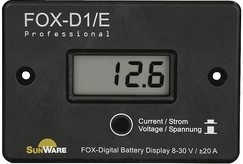FOX-D1/E solcelledisplay 12/24V opptil 20A fra SunWare