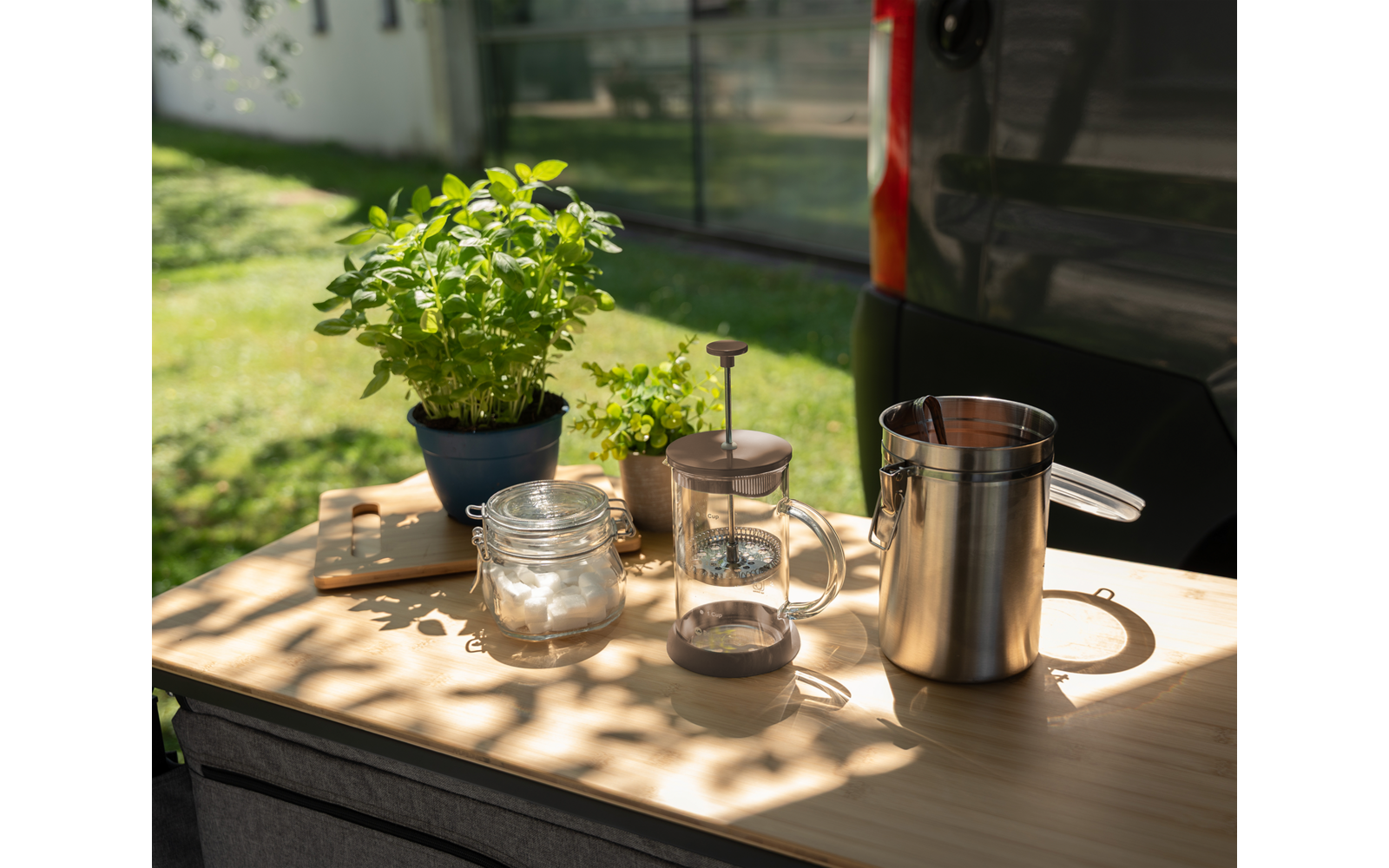 French press kaffebrygger 600 ml med pakkemål grå
