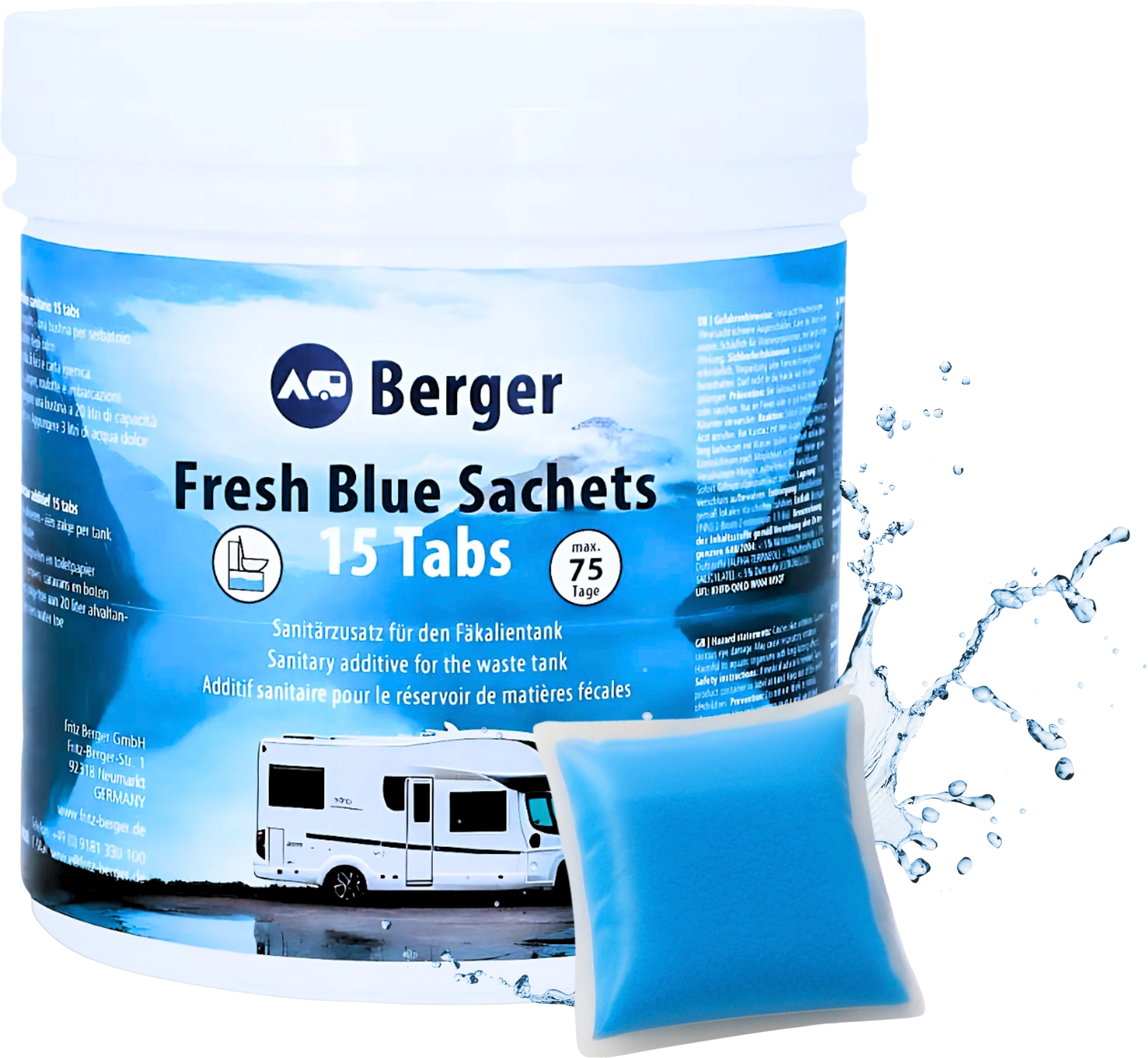 Fresh Blue sanitærposer for avfallstank 15 stk forfra