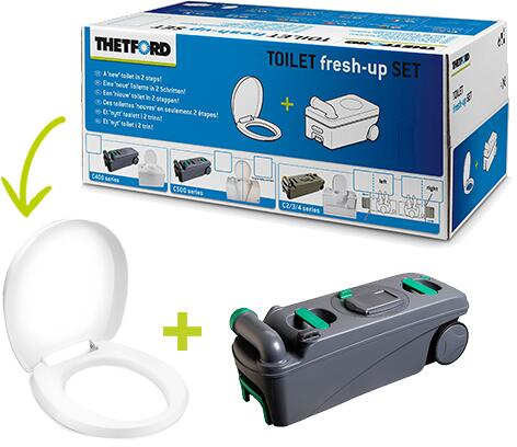 Fresh-Up-sett C500 med sete, lokk og avfallstank forfra