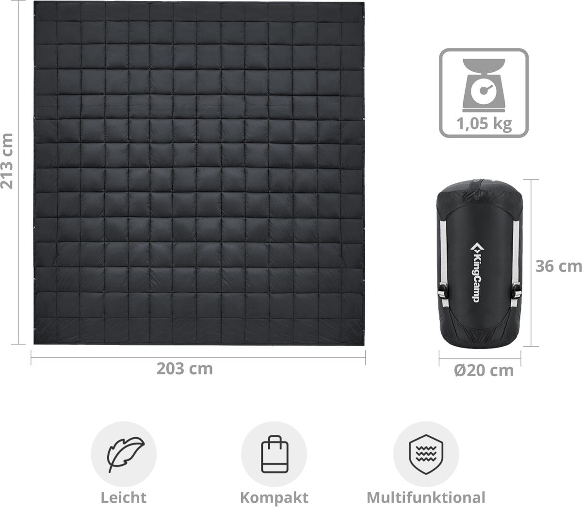 Friluftpledd Smart 1100 213x203 cm 1,05 kg vannavvisende - KingCamp