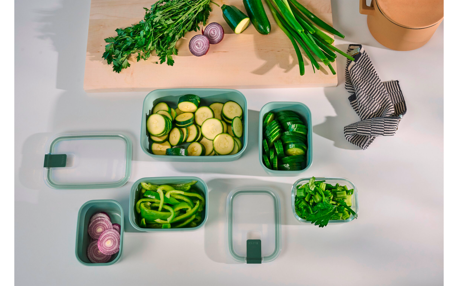 Montert Friskholdbokser EasyClip glass 3-delers sett med mat