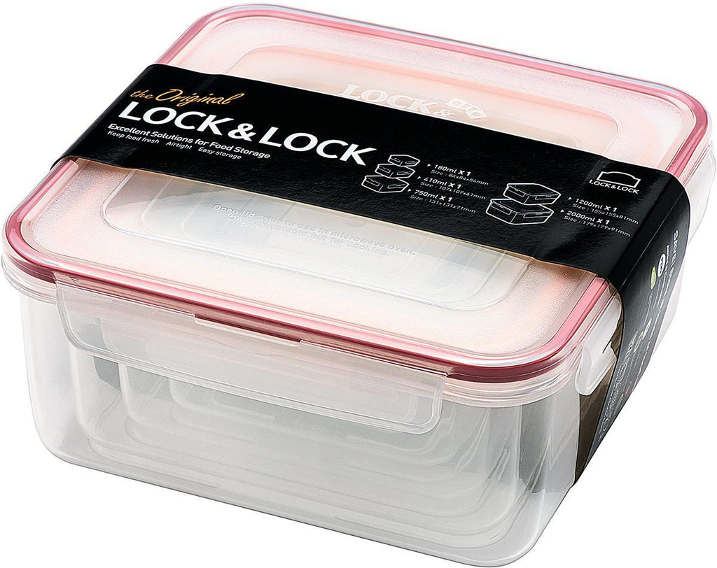 Friskholdbokssett Classic 5-deler 0,18-2 liter flerfarget - Lock&Lock forfra
