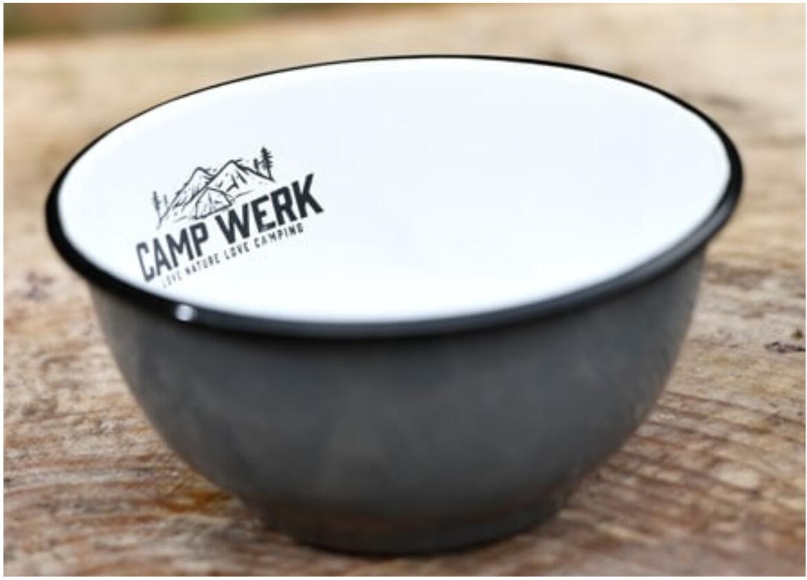Frokostskål emaljert Ø15 cm svart - CAMPWERK forfra
