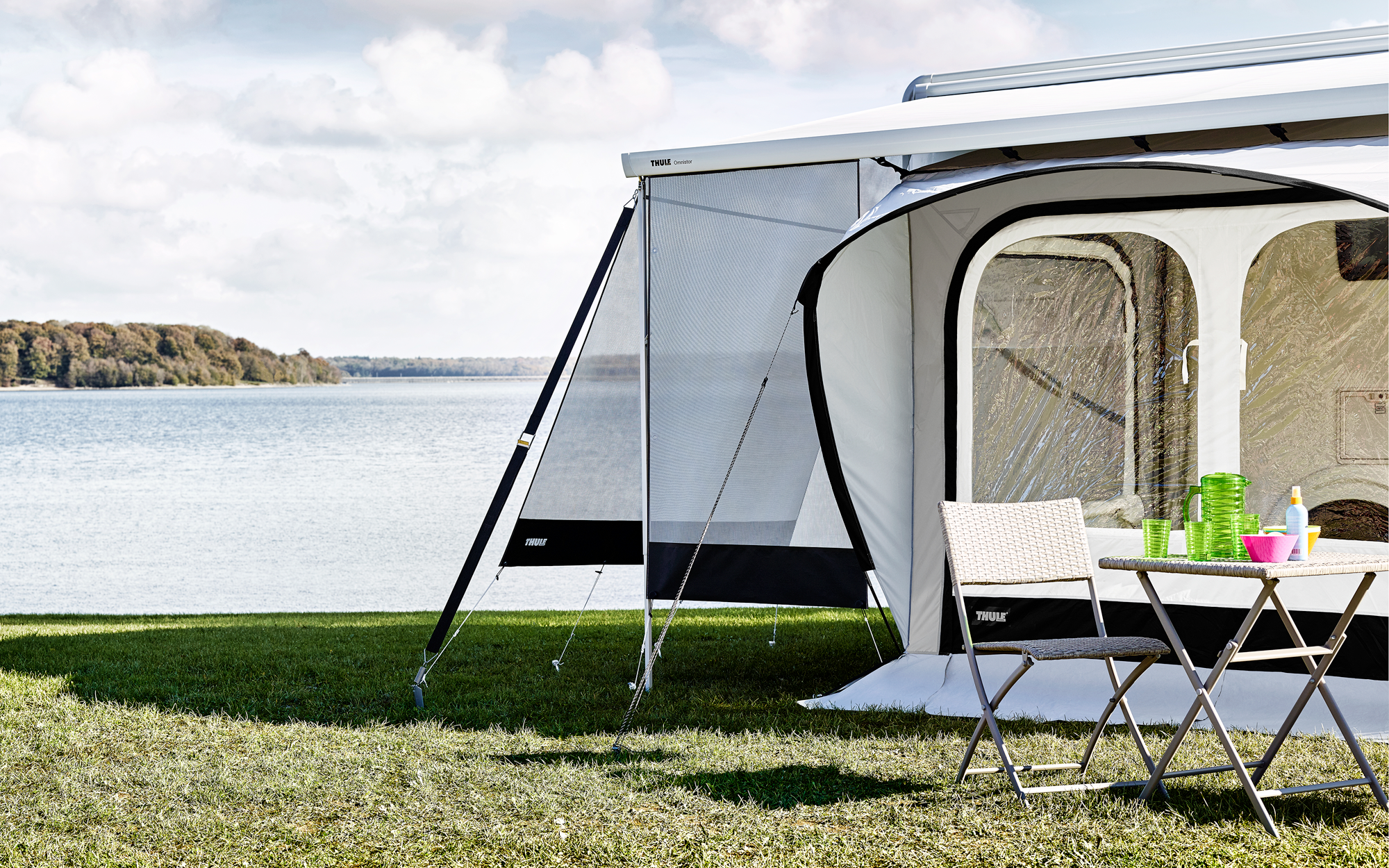 Frontvegg Sun Blocker G2 solskjerm 100x170 cm for markise Thule foran