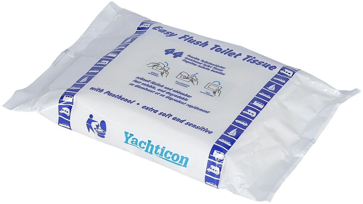 Fuktige toalettkluter Easy Flush 44 stk biologisk nedbrytbare fra Yachticon, for båt og camping