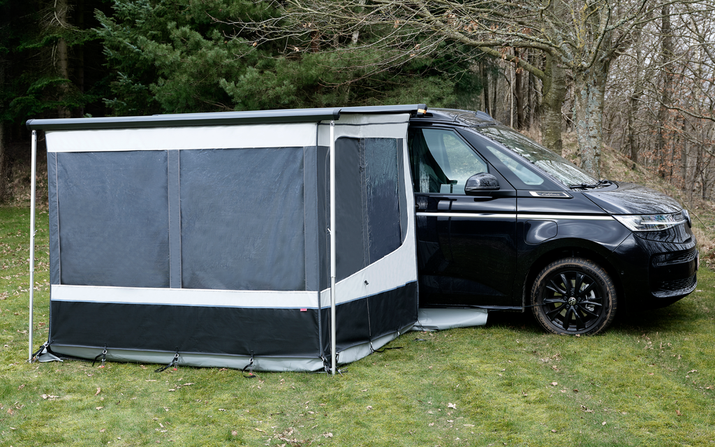 Gardinett 4-delt for Van Front og Van Side markisevegger forfra
