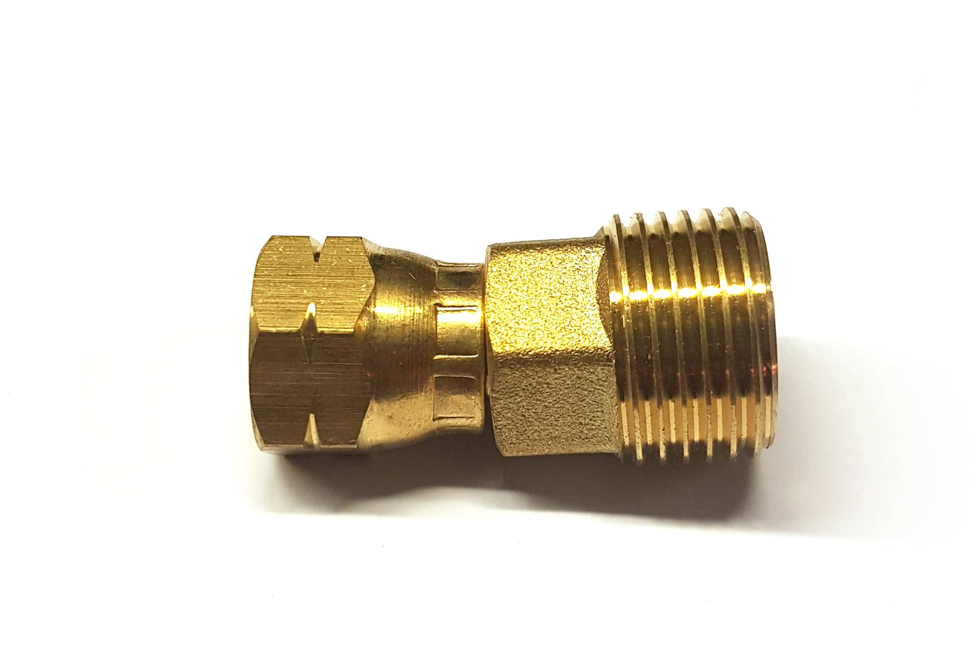 Gassadapter G1/4" venstre til G1/2" høyre gjenge - Cadac messing detalj