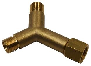 Gassadapter for to slangekoblinger og regulator 1/4" venstre - Reimo forfra
