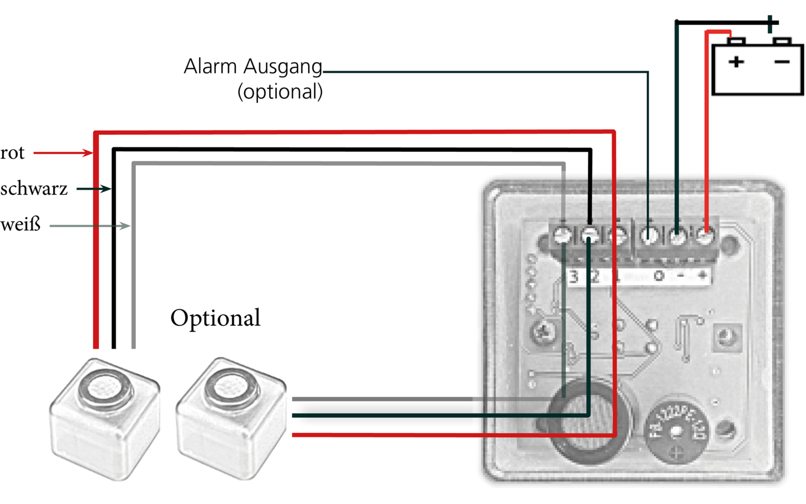 Gassalarm GA01 12V med dualsensor med lys- og lydsignal