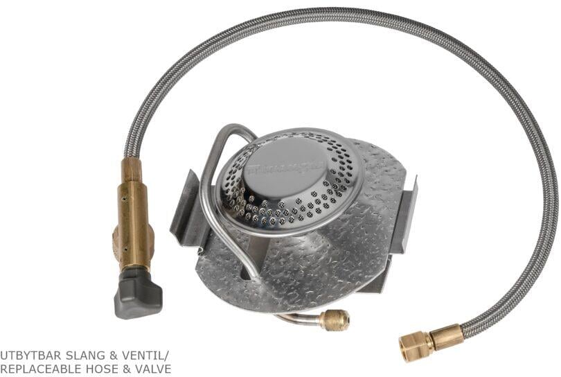 Gassbrenner GB77 sett fra siden med gassbeholder
