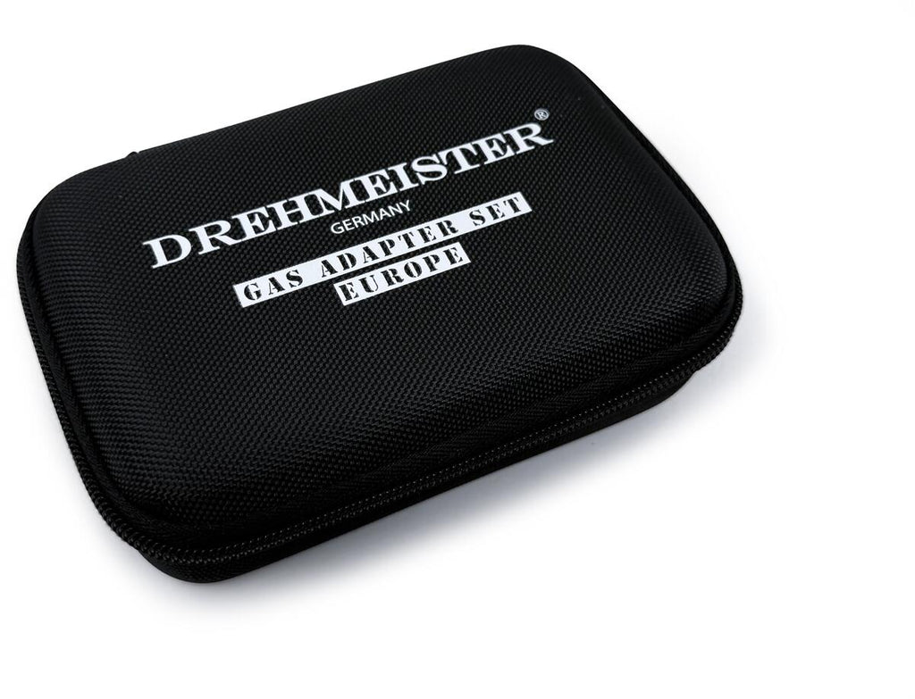 Gassflaskeadapter sett EU 6-deler med etui - DREHMEISTER bakside