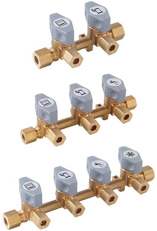 Gassfordelerblokk Marine DSV-AB messing 8 mm for gassfordeling på camping