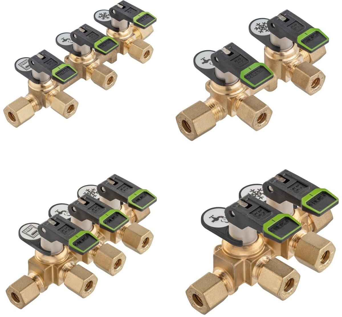 Gassfordelerblokk Marine KSV-AB med vippehendel forfra