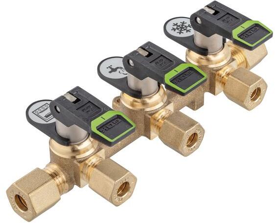 Detalj av vippehendel på Gassfordelerblokk Marine KSV-AB