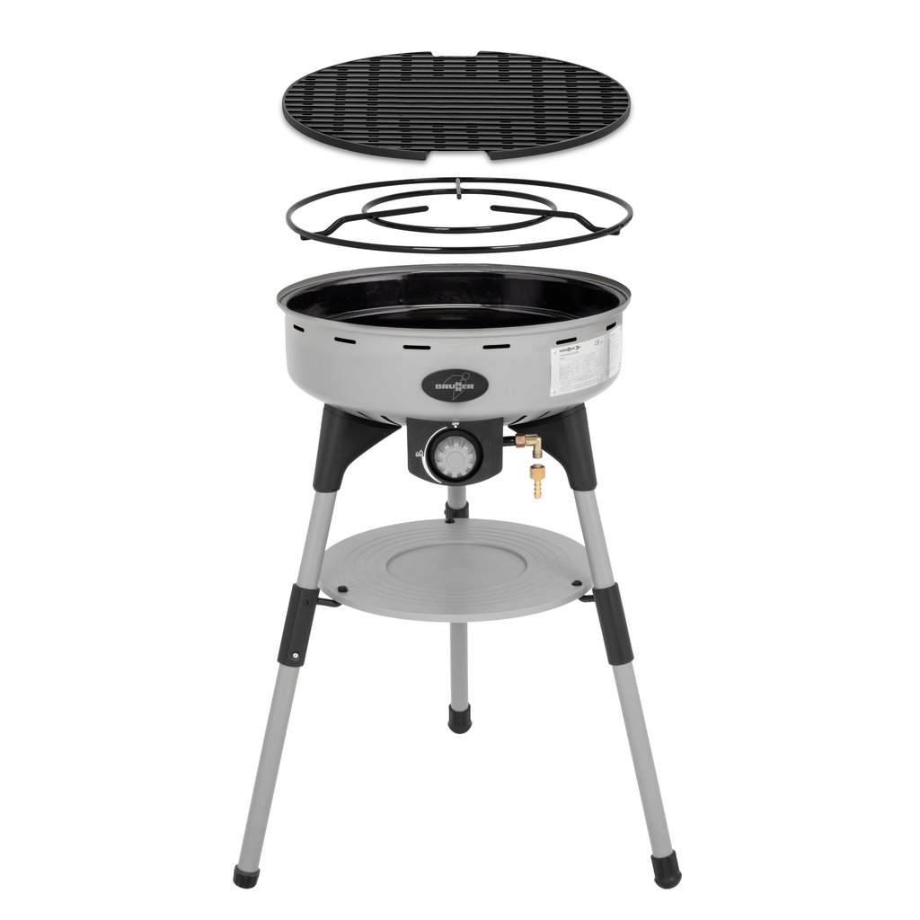 Forfra visning av Gassgrill BBQruiser HT Classic Grid bærbar med lokk - Brunner