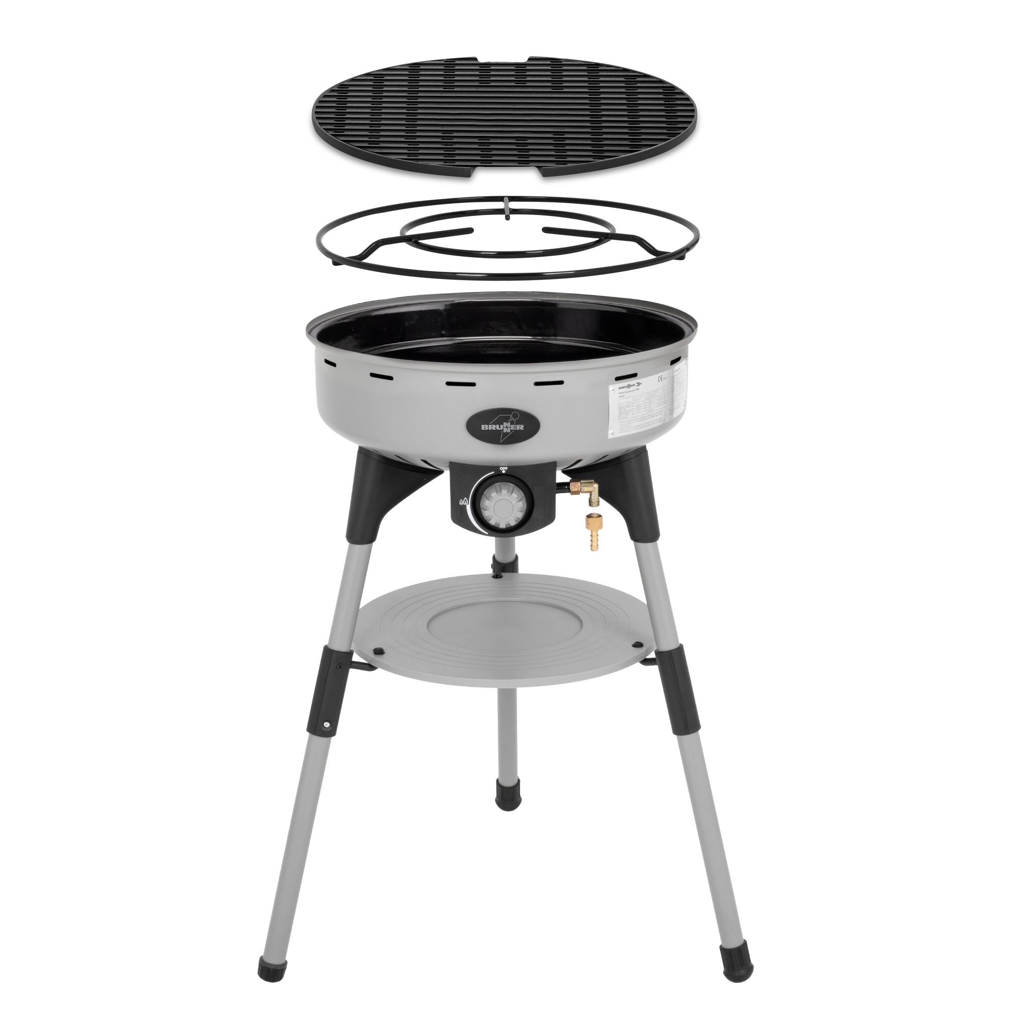 Forfra visning av Gassgrill BBQruiser HT Classic Grid bærbar med lokk - Brunner