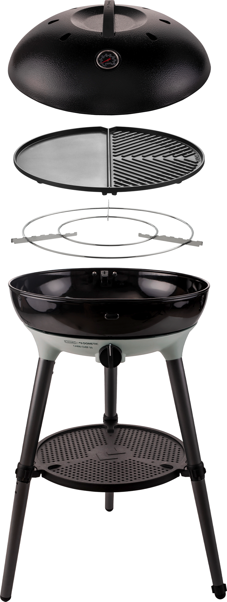 Gassgrill Carri Chef 50 BBQ 2 Plancha forfra med åpen grillflate