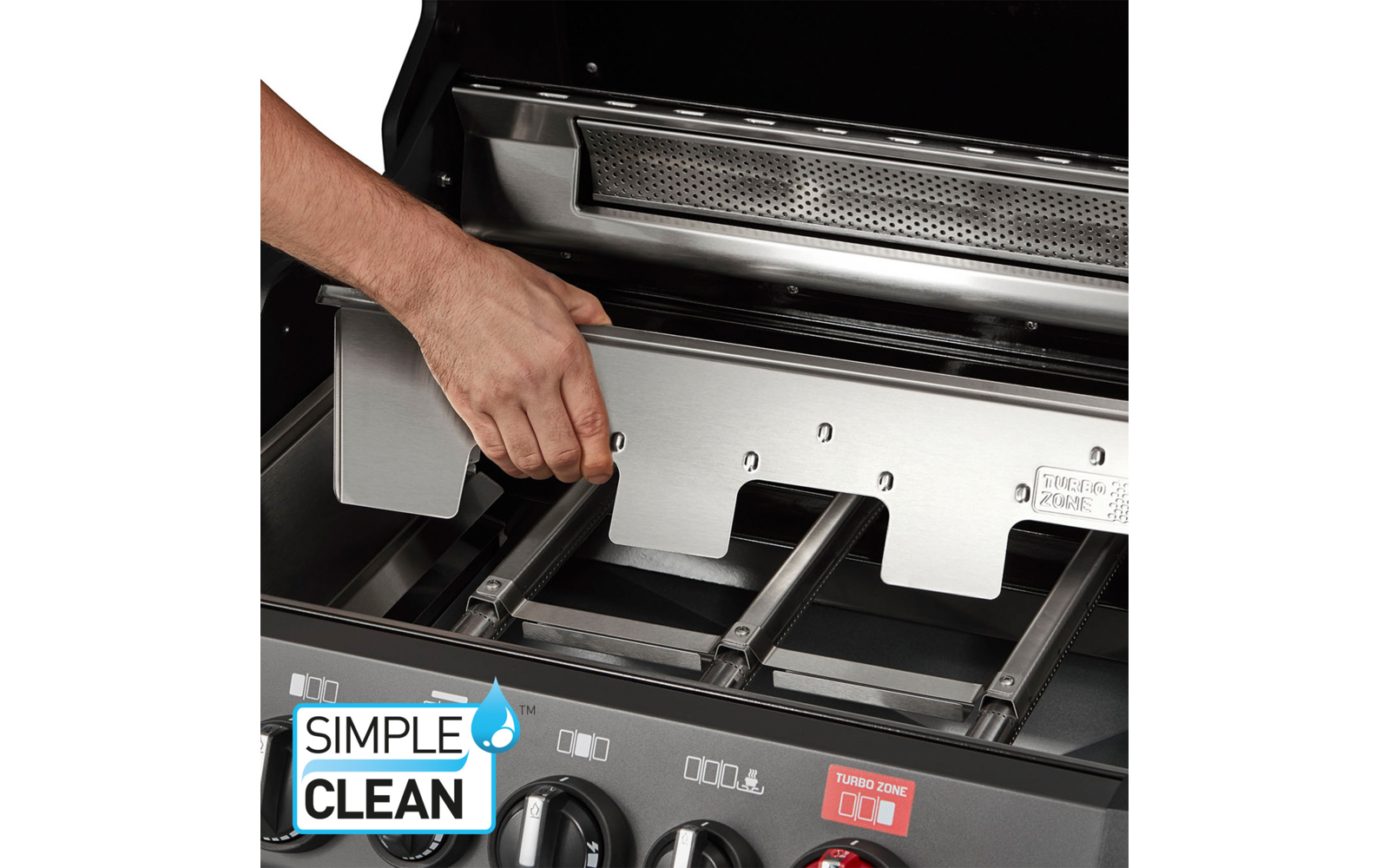 Nærbilde av kontrollpanel på Gassgrill Monroe Pro 3 SIKR Turbo Shadow svart