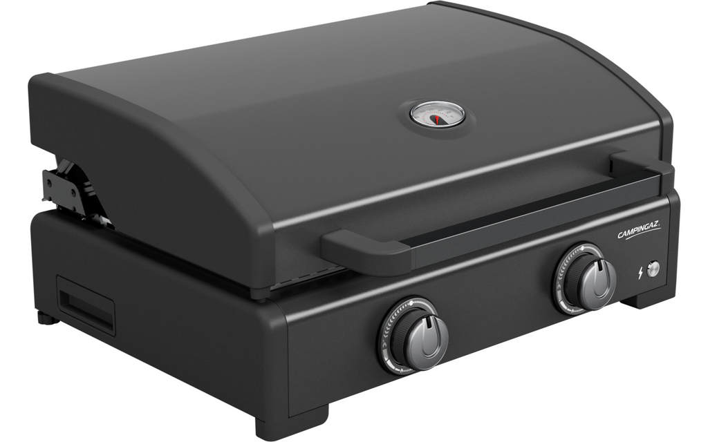 Detalj av emaljert støpejernsgrillflate på Gassgrill Plancha Onyx 2