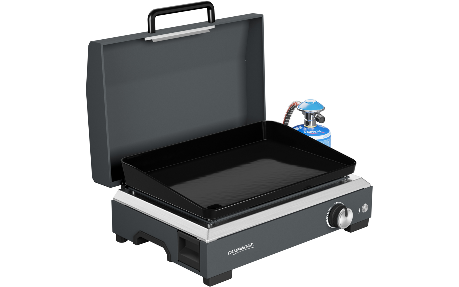 Gassgrill Plancha Sigma 1 CV med lokk med gassbeholder tilkoblet