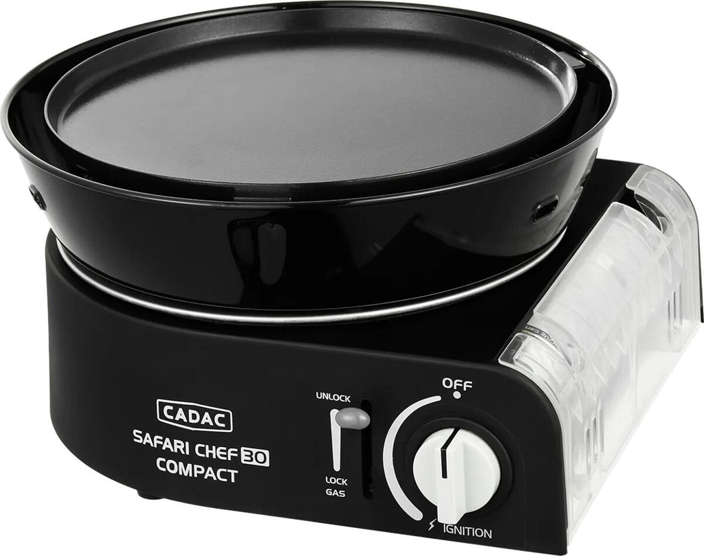 Gassgrill Safari Chef 30 Compact med lokk brukt som kasserolle