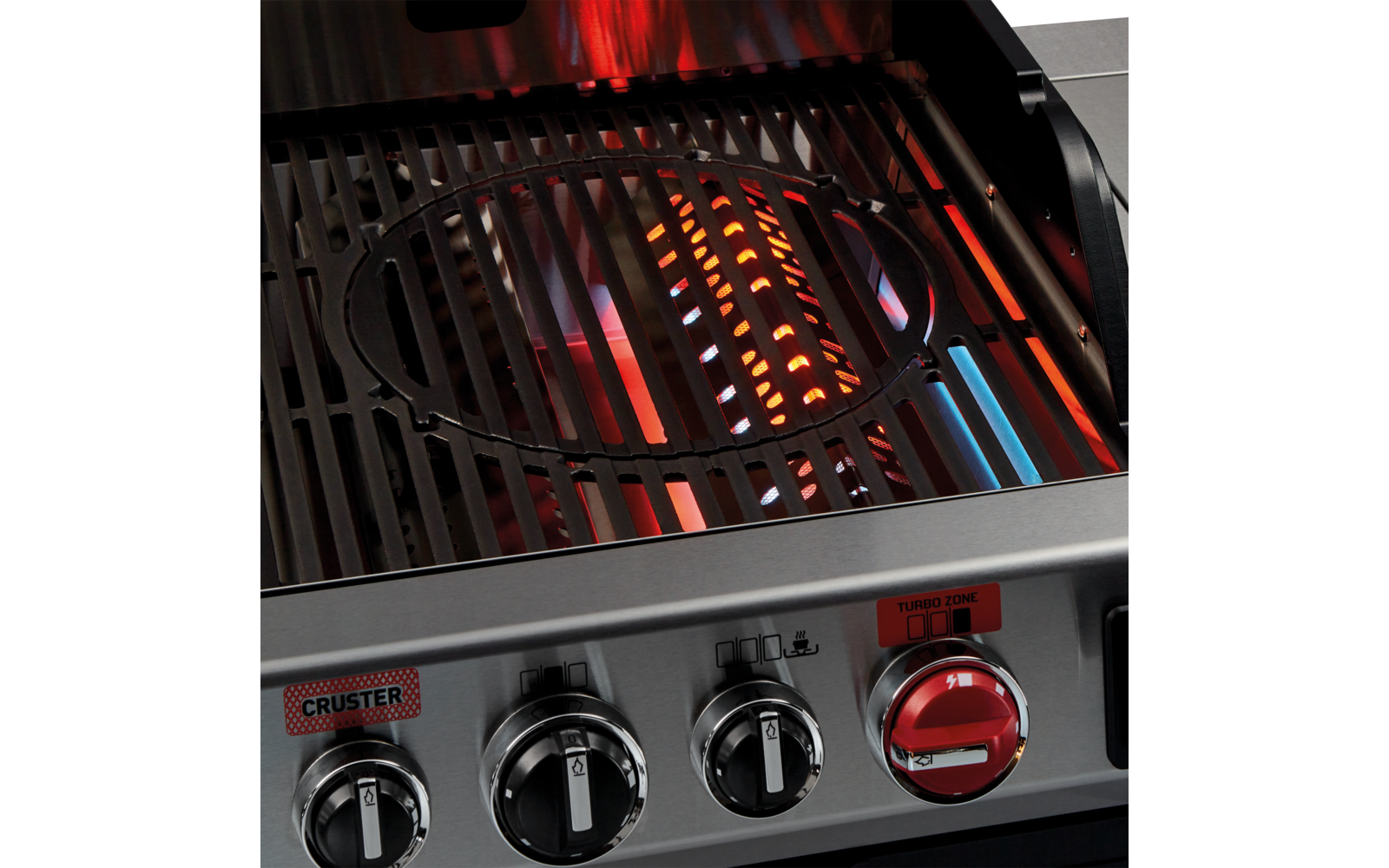 Gassgrill Uniq 3 IK Cruster med åpent grillrist og mat