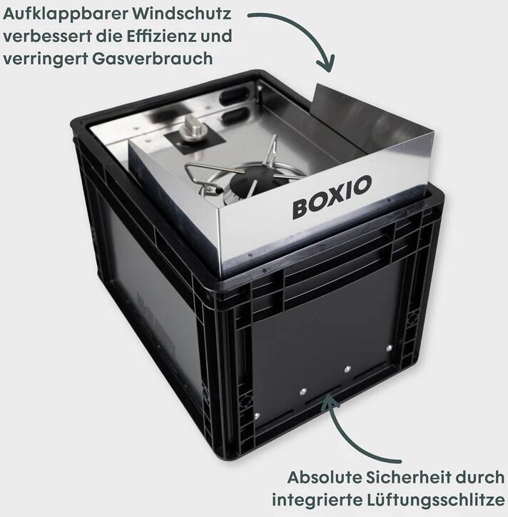 Oppbevaringsrom i gasskoker 1-brenner i euroboksformat 1500W svart