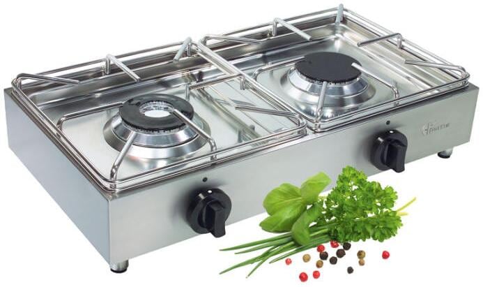 Gasskoker 2-bluss 50 mbar med flammesikring 6 kW - CF Parker for camping