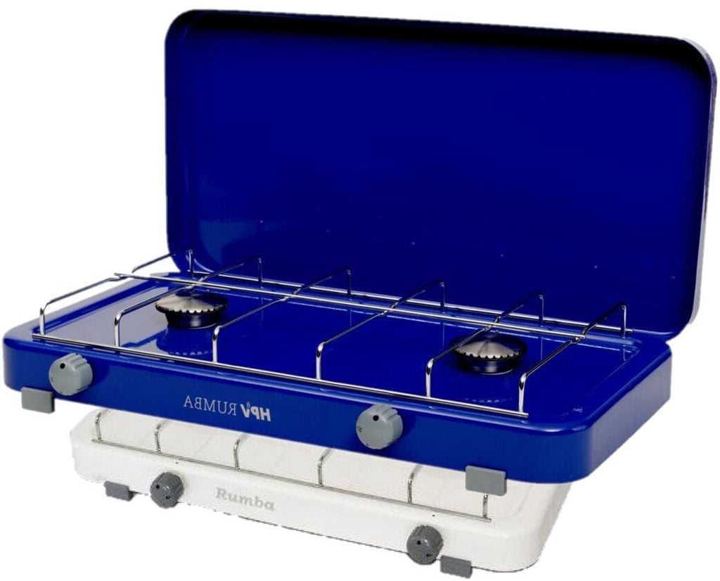 Gasskoker 2-brenner Rumba med regulerbare brennere 3,2 kW sett forfra