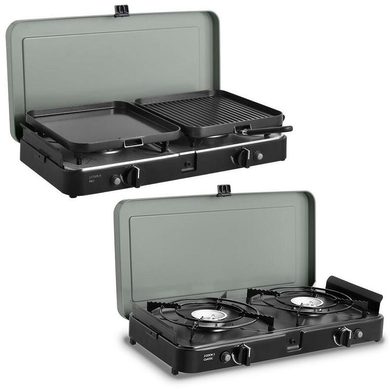 Gasskoker 2-Cook 3 med to brennere 4 kW 27x50 cm - Cadac forfra