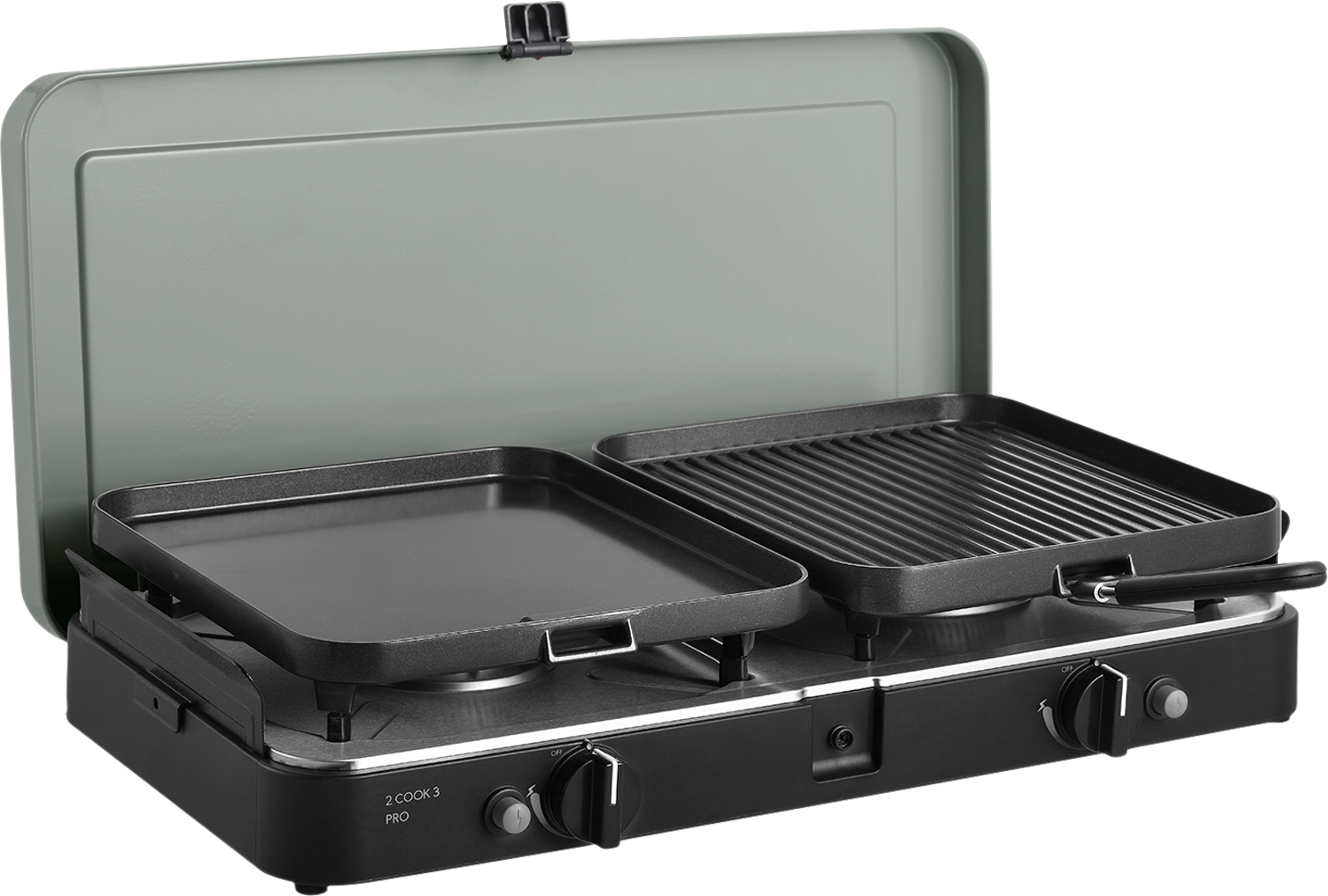 Gasskoker 2 Cook 3 Pro Deluxe 2-bluss forfra