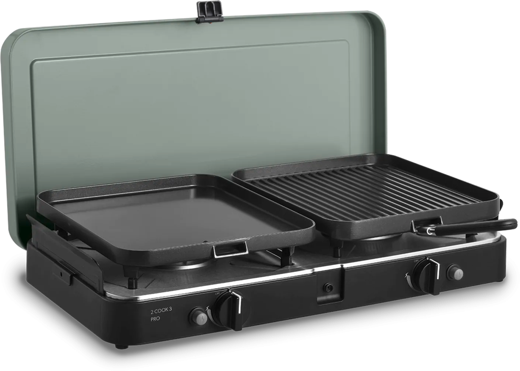 Gasskoker 2 Cook 3 Pro Deluxe 2-bluss 30 mbar forfra