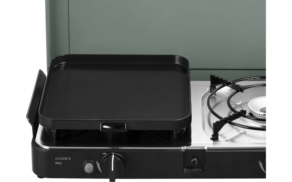 Montert Gasskoker 2 Cook 3 Pro Deluxe 2-bluss med grillplate