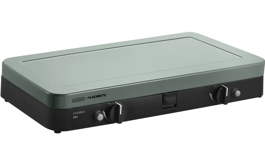 Nærbilde av gassknapper på Gasskoker 2 Cook 3 Pro Deluxe 2-bluss