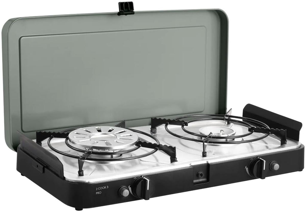 Detaljbilde av Gasskoker 2-Cook 3 Pro Deluxe 50 mbar med regulator og patroner - Cadac