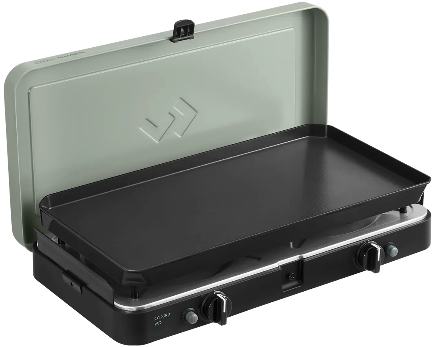 Gasskoker 2 Cook 3 Pro Plancha 2x 2,2 kW med grillplate forfra