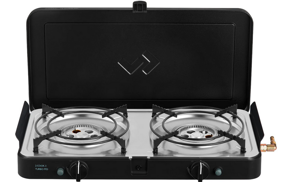 Gasskoker 2 Cook 3 Turbo Stove FFD montert med kjeler
