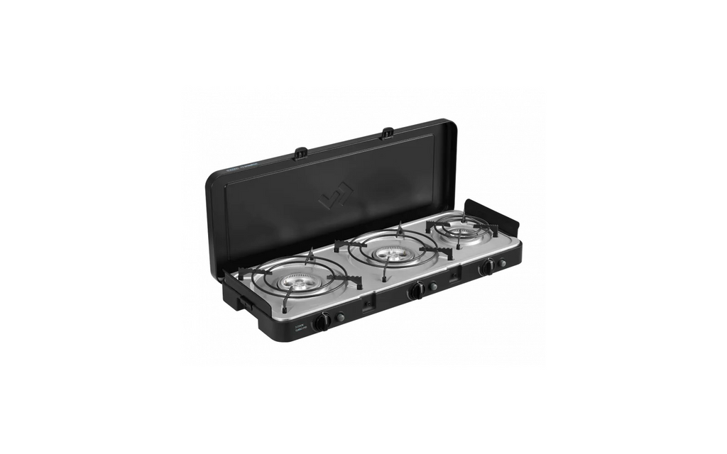 Gasskoker 3-bluss 3 Cook Turbo FFD Deluxe 9 kg - Cadac nærbilde av keramisk belegg