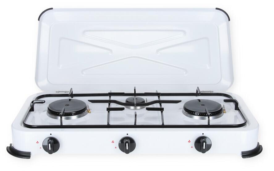 Gasskoker 3-bluss med flammesikring 50 mbar 5,2 kW - Cago for camping