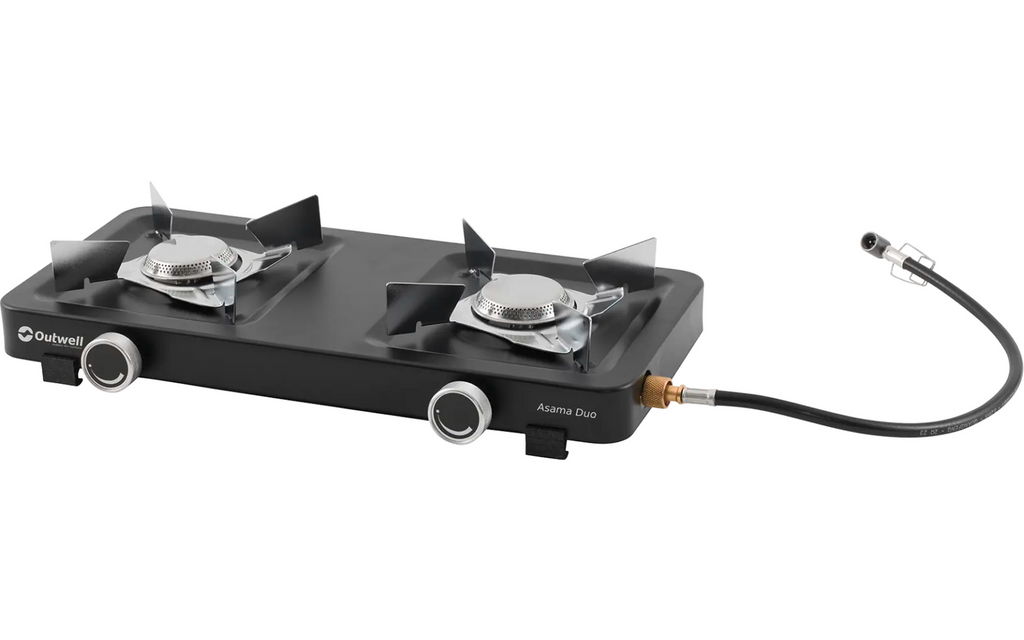 Detalj av brennere på Gasskoker Asama 2-bluss 50 mbar rustfritt stål
