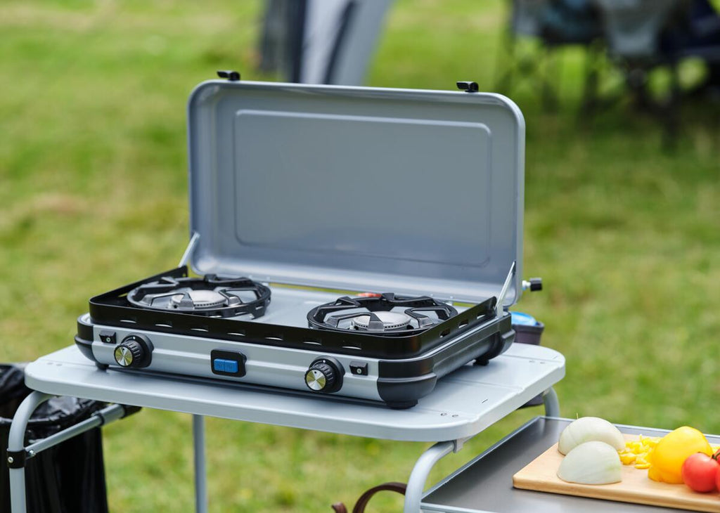 Gasskoker Camping Kitchen 2 Maxi 2-brenner med vindskjerm