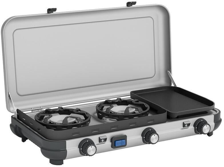 Gasskoker Camping Kitchen Multi-Cook 3-brenner sett forfra