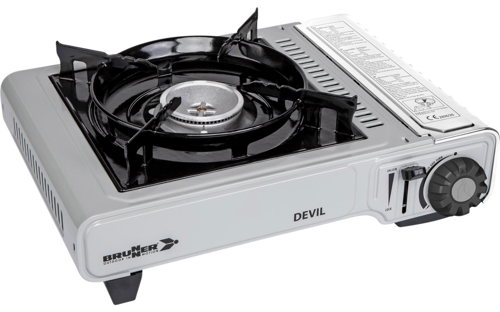 Gasskoker Devil med piezotenning 2,2 kW 1 flamme - Brunner forfra